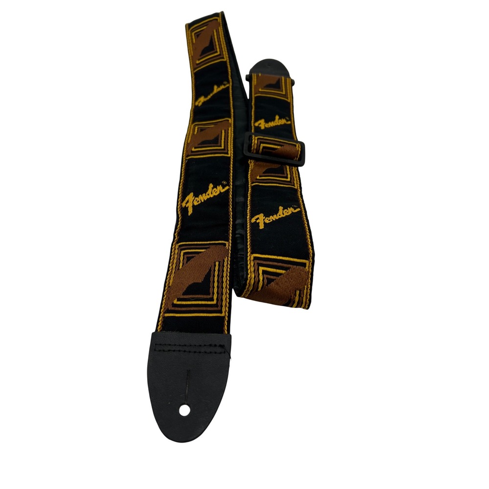 Fender Monogrammed Guitar Strap Unisex OS Black Gold Brown Vintage Logo Padded